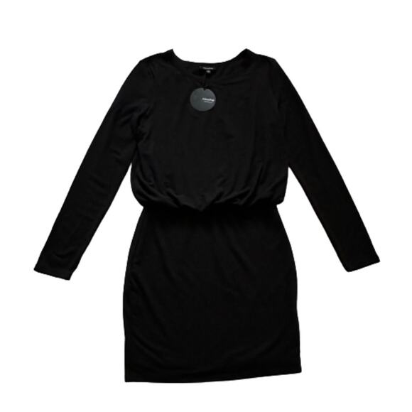 Mittoshop Black Jersey Round Neck Long Sleeve Blouson Waist Dress Size Large NEW - Picture 7 of 12